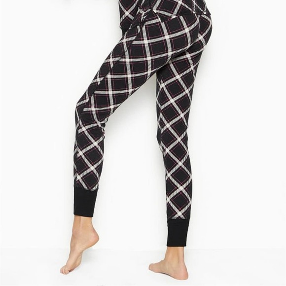 PINK Victoria's Secret Other - Pink Victoria's Secret Black and Pink Plaid Thermal Long John Pajama Pants